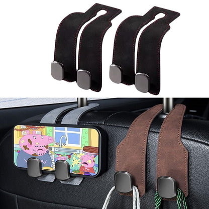 2026 car Wallet Hook, car headrest Hook, Double Hook Leather car seat Hook, car seat headrest Hook, car seat backrest Storage Hook, seat backrest Storage Hook (Black)