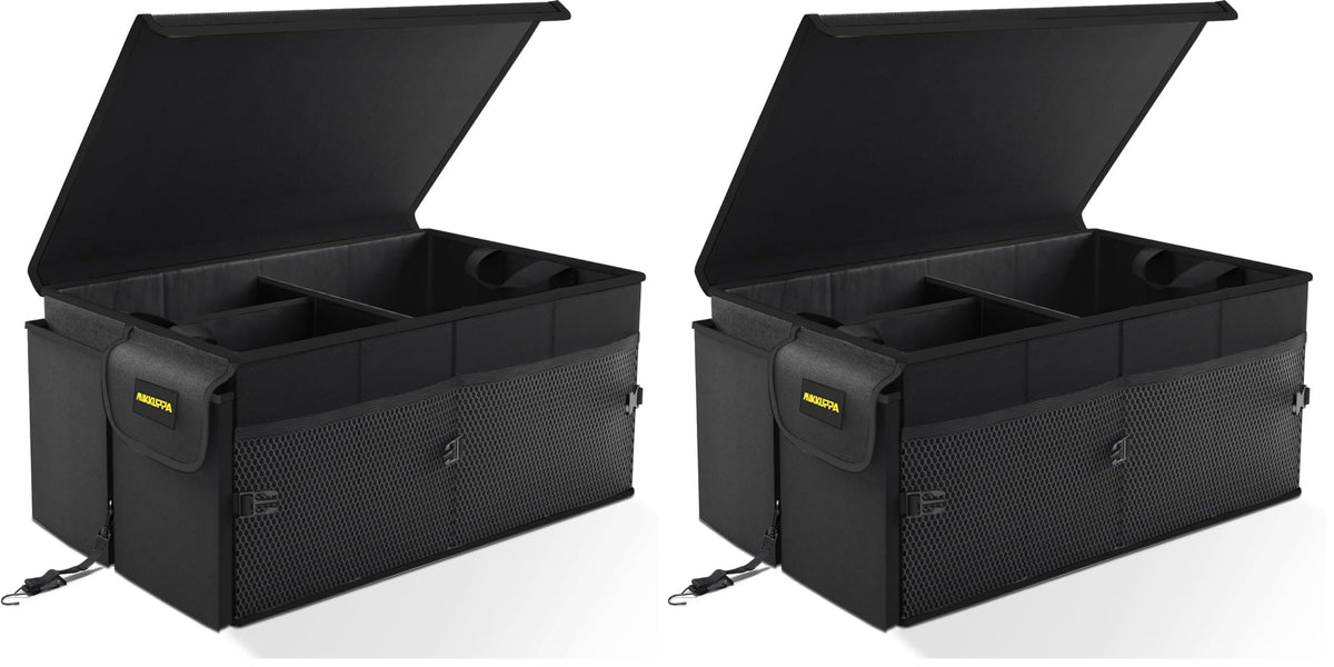MIKKUPPA Trunk Organizer with Lid - 65L Collapsible Car Organizer, Black