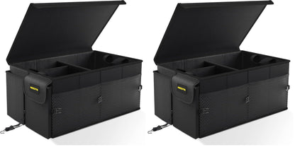 MIKKUPPA Trunk Organizer with Lid - 65L Collapsible Car Organizer, Black