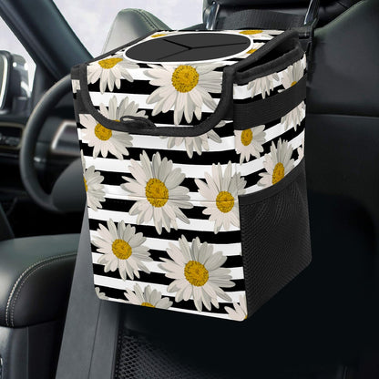 Gothic Moon Stars Boho Car Trash Can with Lid - Collapsible Reusable Waterproof Car Garbage Bag - Organizer
