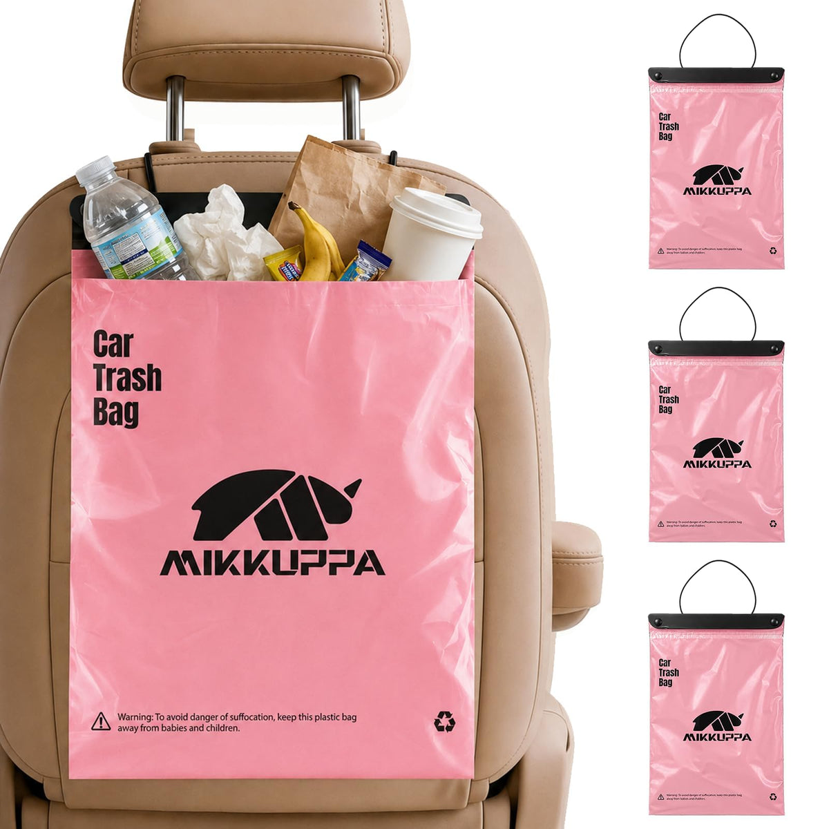 MIKKUPPA Disposable Car Trash Bags - 50 Count Hanging Trash Bag