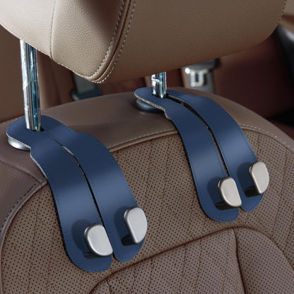 CoBak Purse Hook for Car - Universal Premium Stitched Leather and Aluminum-Magnesium Alloy Double Car Seat Back Storage Hook for Purses, Handbags, Bags (2 Pack),Black