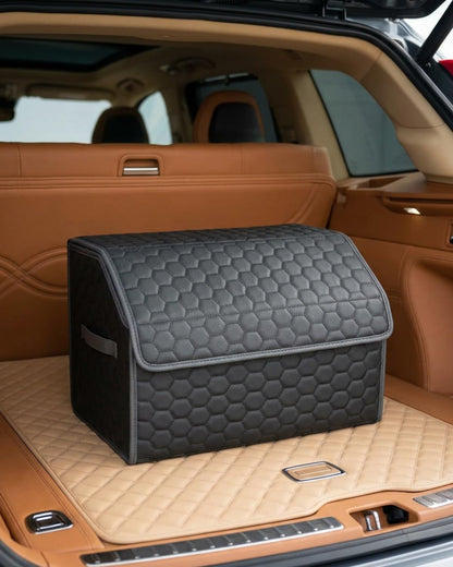 Owleys Foldable Trunk Organizer for Car Storage - Collapsible Auto Trunk Organizer With Lid - Trunk Organization (21.6 inch, Hexy)