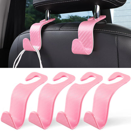 LivTee Car Seat Headrest Hook, Auto Seat Hook Hangers Storage Organizer Interior Accessories for Purse Coats Umbrellas Grocery Bags Handbag, 4-Pack