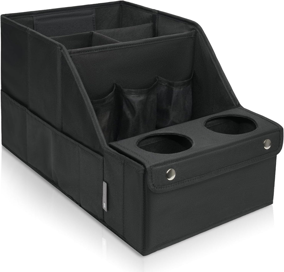 MULISOFT Car Backseat Organizer with 11 Compartments & 2 Cup Holders, Black