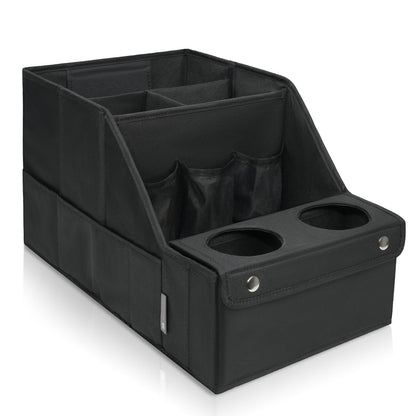 MULISOFT Car Backseat Organizer with 11 Compartments & 2 Cup Holders, Black