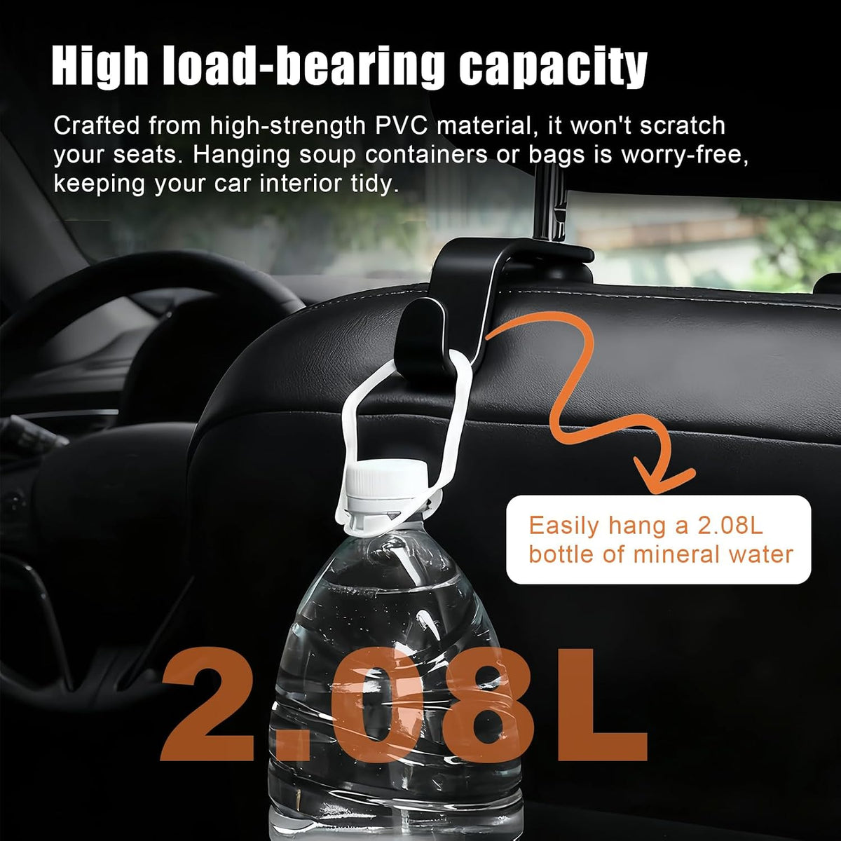 Purse Hook for Car, 4 PCS Car Purse Hook Headrest Hooks, 360° Rotatable Back Seat Storage Organizer, Universal Vehicle Seat Hanger for Purses, Handbags, Grocery Bags, Water Bottles, Black