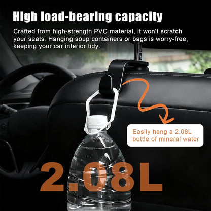 Purse Hook for Car, 4 PCS Car Purse Hook Headrest Hooks, 360° Rotatable Back Seat Storage Organizer, Universal Vehicle Seat Hanger for Purses, Handbags, Grocery Bags, Water Bottles, Black