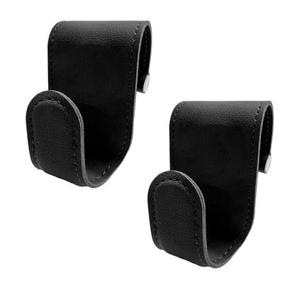 2 PCS Car Co-Pilot Glovebox Hooks, Anti-Scratch Leather Auto Glove Box Storage Hangers, Vehicle Glovebox Organizer Passenger Seat Hanging Hooks for Handbag Purse Umbrellas (Black)