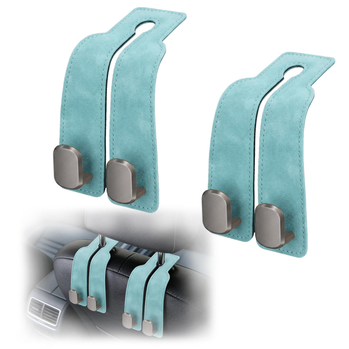 Car Seat Hooks Dual Hangers Storage Organization Gadgets Accessories 2 Pack