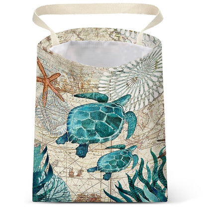 IRADA Car Trash Bag Hanging No Snap Small Garbage Bag for Car Back Seat Cute Printed One-Handed Strap Trash Bags Car Accessories-Wildflowers-Black Car Trash Bags
