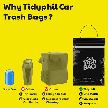 50 Bags Hanging Car Trash Bags Disposable, 2 Gallon Car Garbage Bags. Black