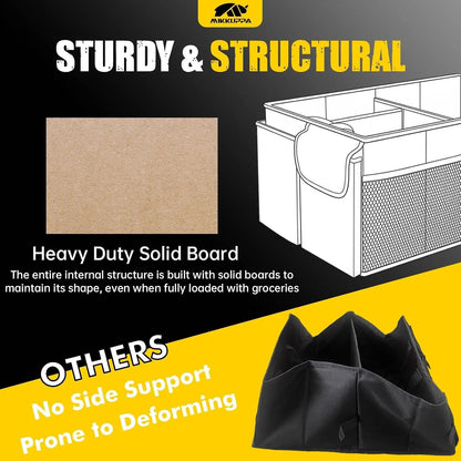 MIKKUPPA Trunk Organizer with Lid - 95L Collapsible Car Organizer, Black