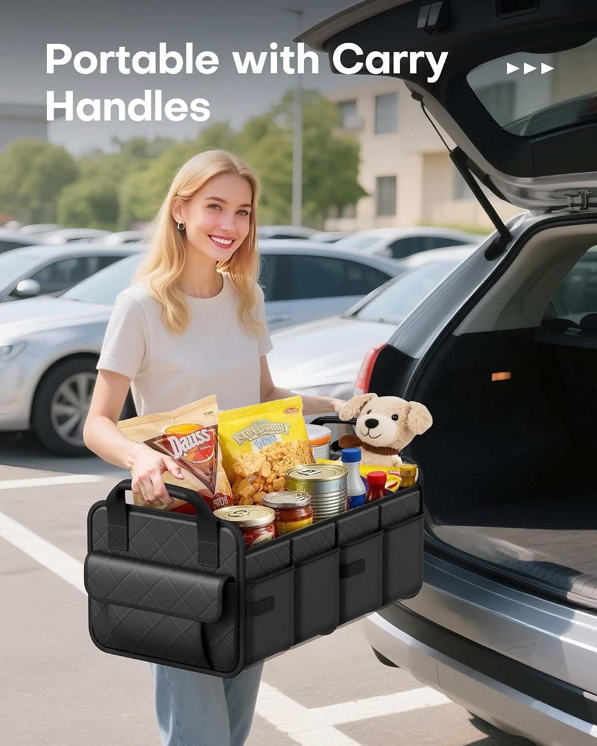 HOTOR Trunk Organizer for SUV – Foldable Car Organizers and Storage