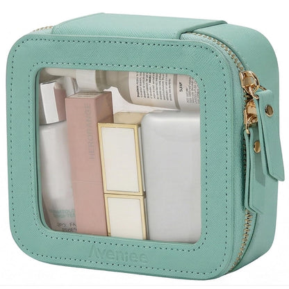 Aveniee Clear Makeup Bag Organizer, Travel Toiletry Bag Cosmetic Case for Women, Make Up Skincare Pouch Car Organizer Bag with Zippers for Essentials,White,Medium Classic