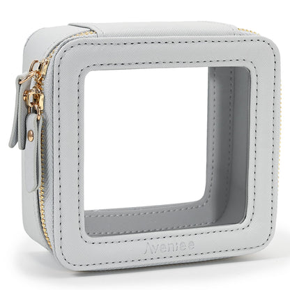 Aveniee Clear Makeup Bag Organizer, Travel Toiletry Bag Cosmetic Case for Women, Make Up Skincare Pouch Car Organizer Bag with Zippers for Essentials,White,Medium Classic