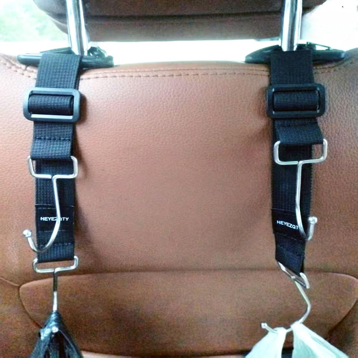Car Purse Hook Double Hooks 2 Pack Stainless Steel Bag Hanger Holder for Car Headrest glovebox Hanging handbag Grocery Bags Backpack Coats Hats Front Seat Back Storage Hook Strap