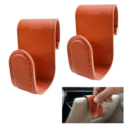 2 PCS Car Co-Pilot Glovebox Hook, Anti-Scratch Leather Passenger Seat Hanger Organizer, Multifunctional Vehicle Interior Seat Storage Hanger for SUVs Sedans Trucks (Black)