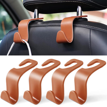 LivTee Car Seat Headrest Hook, Auto Seat Hook Hangers Storage Organizer Interior Accessories for Purse Coats Umbrellas Grocery Bags Handbag, 4-Pack
