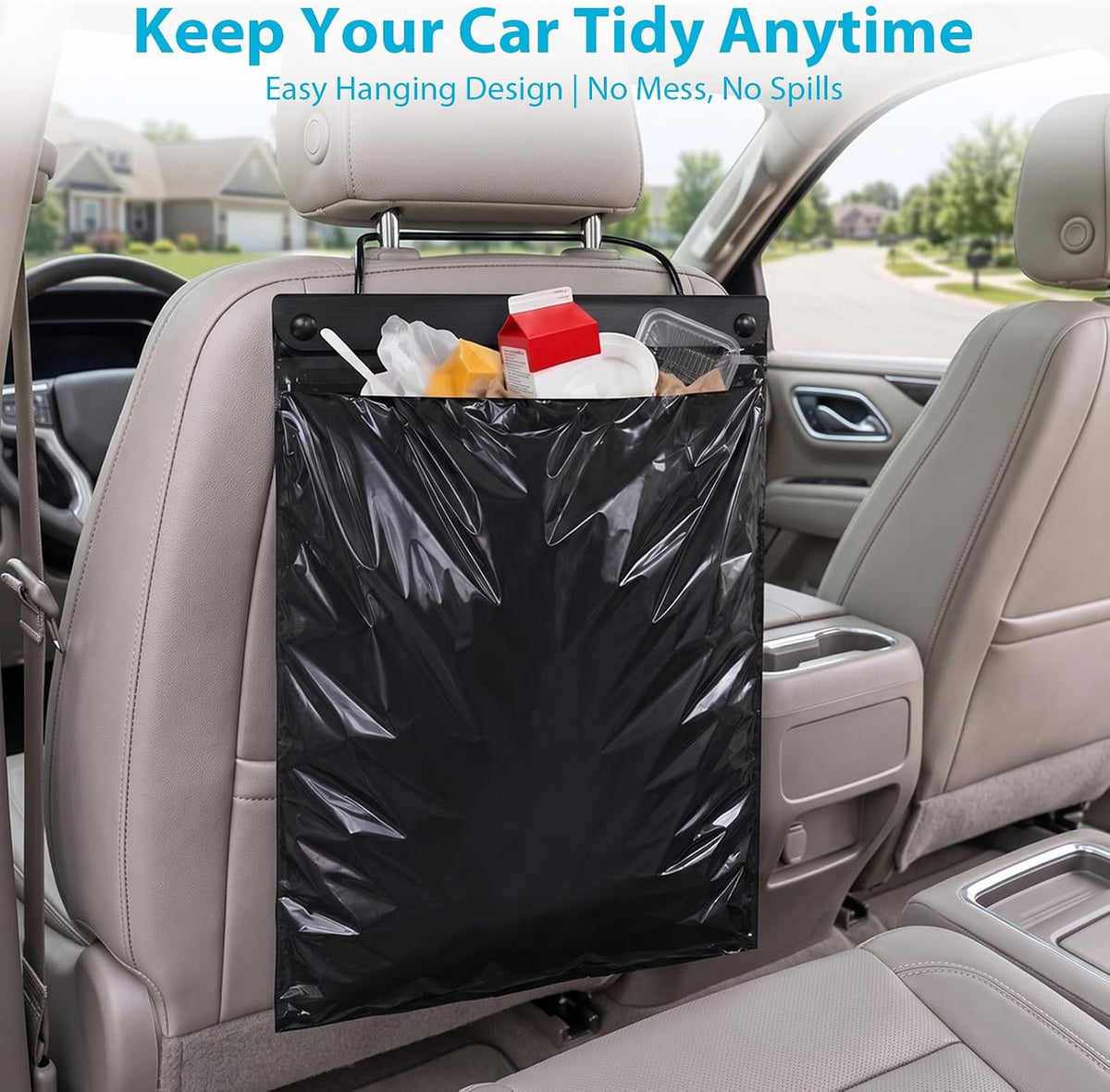 50 PCS Disposable Hanging Car Trash Bags, 2 Gallon Car Garbage Bags