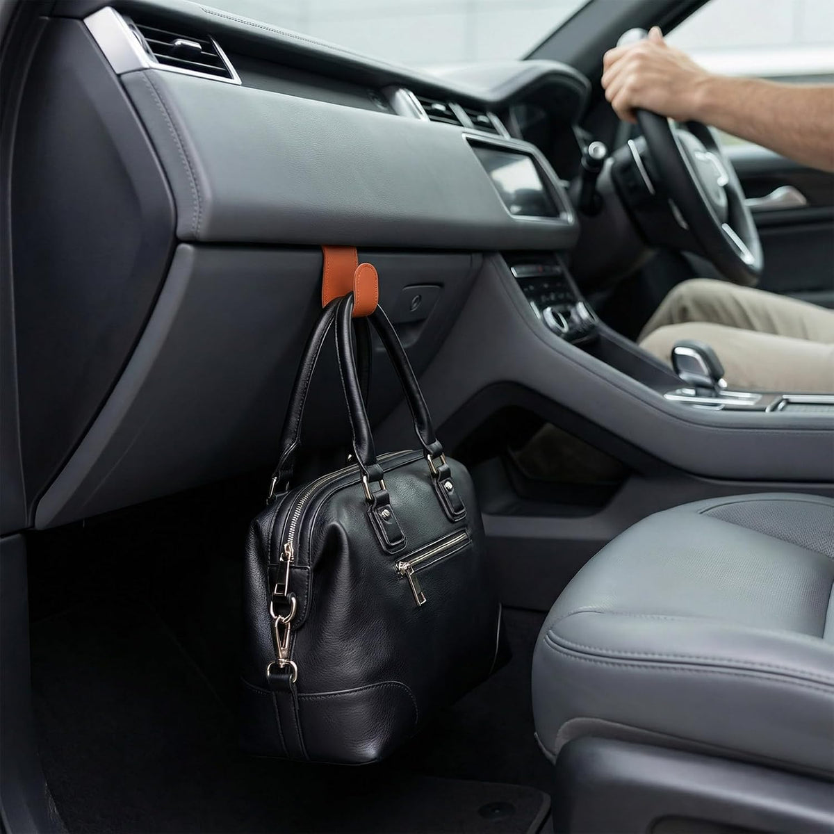 2 PCS Car Co-Pilot Glovebox Hooks, Vehicle Glovebox Storage Hanger Passenger Seat Hanging Hook, Anti-Scratch Auto Glove Box Hanger Interior Organizer for Handbags Purses Umbrellas (Orange)