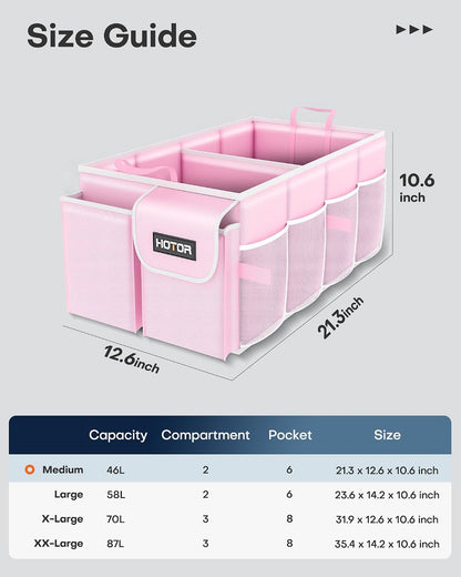 HOTOR Trunk Organizer - Foldable Car Organizer for SUVs & Sedans Storage