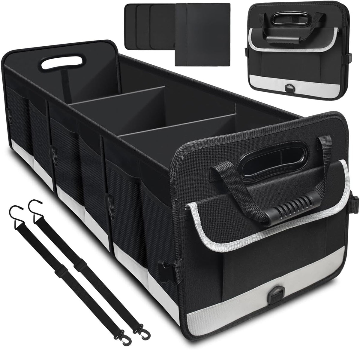 AOPHY Trunk Organizer - 95L Extra Large Capacity SUV Cargo Storage, Collapsible Waterproof Design with Non-Slip Bottom & Retractable Straps, Car Organizers for SUV, Truck, Sedan