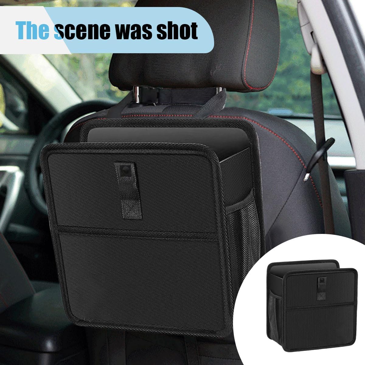 Car Trash Can, Hanging Waterproof & Leakproof Autmotive Storage Bag, Foldable Washable Vehicle Garbage Container, 2 Gallon Portable Auto Rubbish Bin for Sedan SUV Truck (Small)