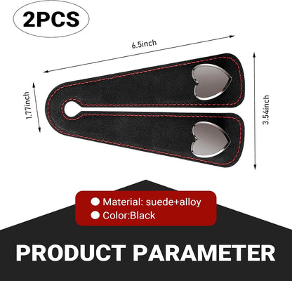 2 PCS Car Seat Headrest Hooks, Suede Cute Heart-shaped Metal Double-ended Purse Hook, Universal Rear Seat Car Kooks, Car Accessories for Women (Black)