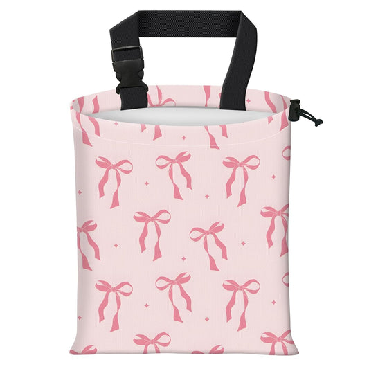 Car Trash Bag Large Hanging Can for Back of Seat, Cute Waterproof Car Garbage Bag for Vehicle, Travelling, Outdoor Cute Pink Bow