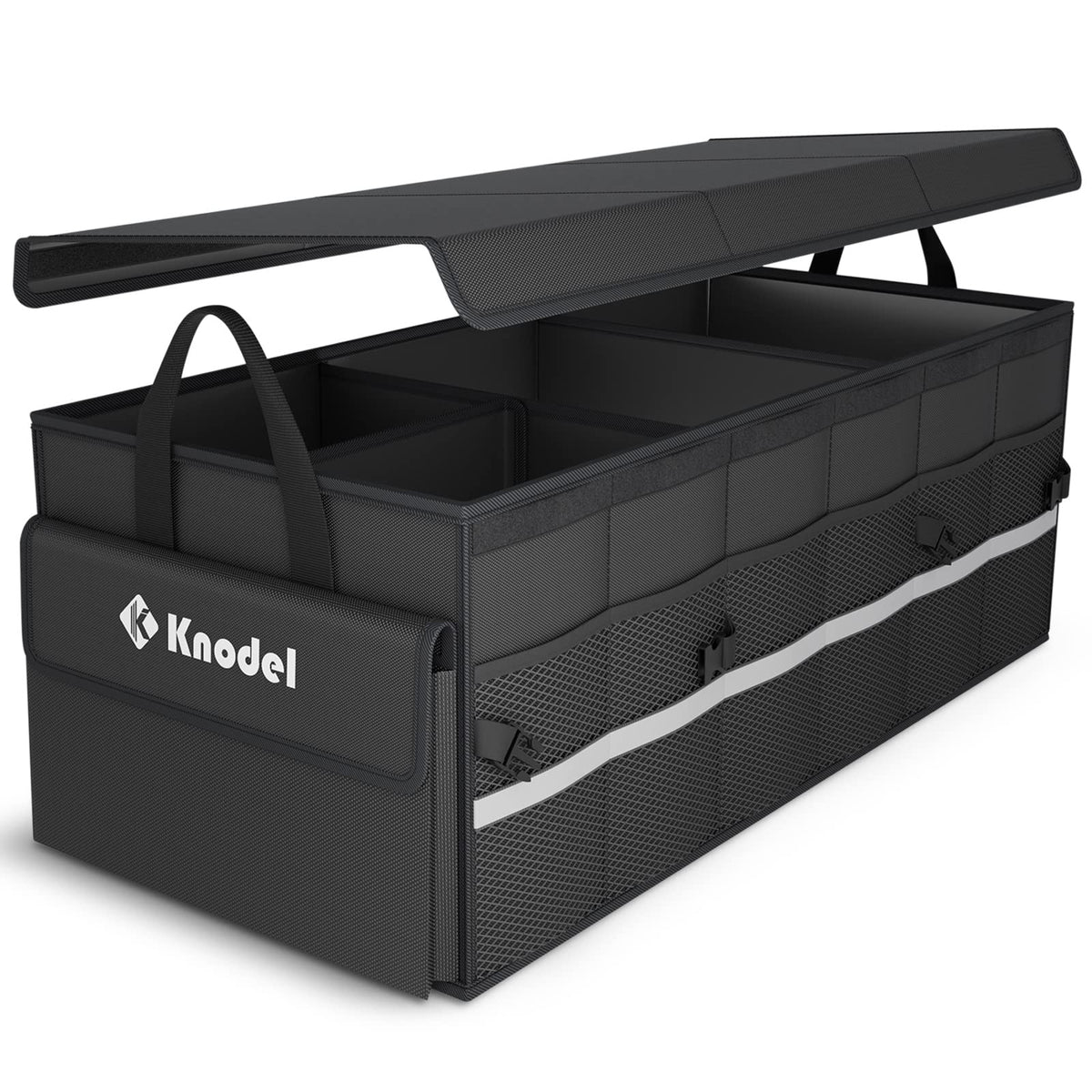 K KNODEL Trunk Organizer with Lid for Car, SUV, and Truck (Medium, Black)