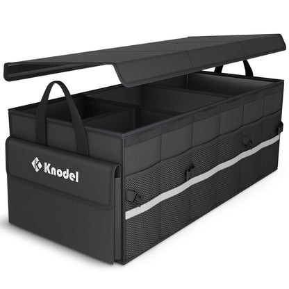 K KNODEL Trunk Organizer with Lid for Car, SUV, and Truck (Medium, Black)