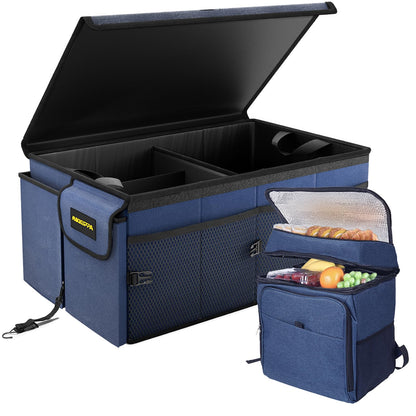 MIKKUPPA Trunk Organizer with Lid - 65L Collapsible Car Organizer, Black