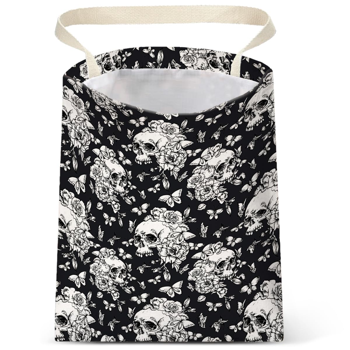IRADA Car Trash Bag Hanging No Snap Small Garbage Bag for Car Back Seat Cute Printed One-Handed Strap Trash Bags Car Accessories-Wildflowers-Black Car Trash Bags