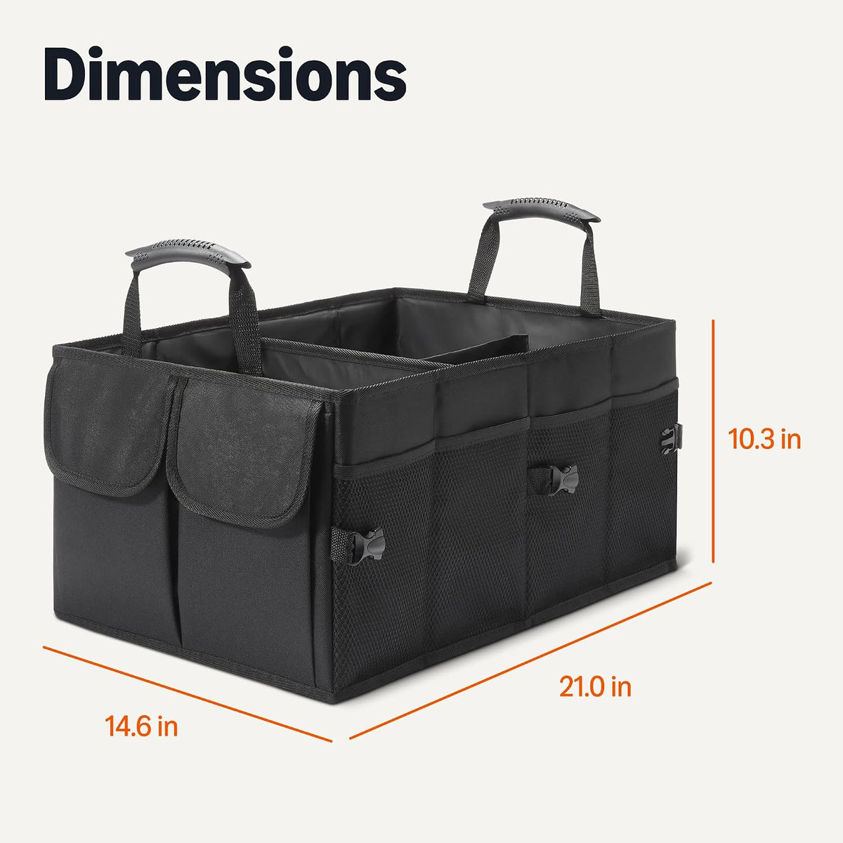 Amazon Basics Trunk Organizer for Car, Multi-Compartment Car Storage, Foldable, 13.5 Gallon, Black