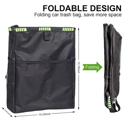 Car Trash Can 3.5 Gallons Ultra Large Car Trash Bag Hanging, Capacity Organizer and Storage with Adjustable Straps, Leakproof Lining and Spring Frame Closure for Interior Stuff Storage