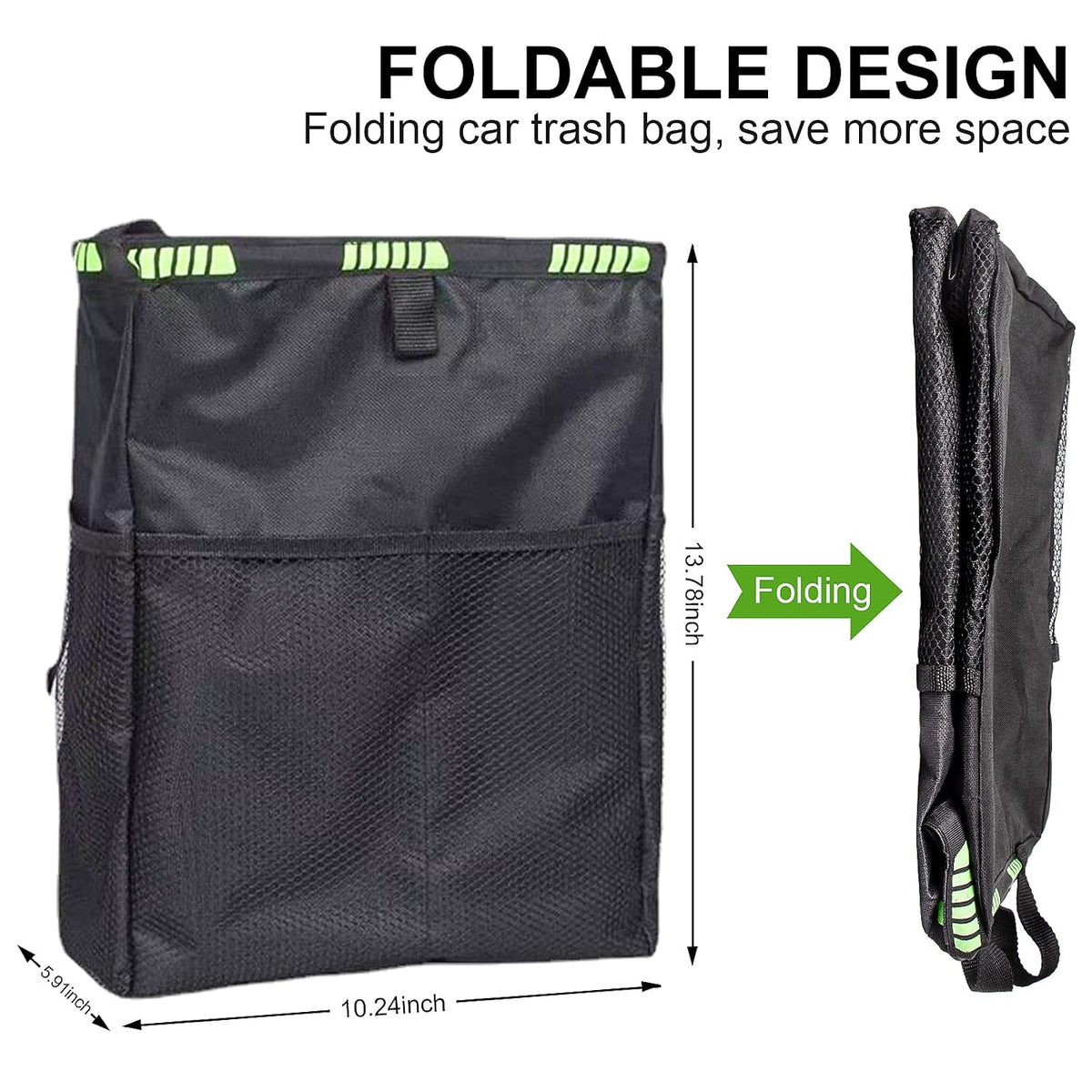 Car Trash Can, Car Trash Bag Hanging, 3.5 Gallons Ultra Large Capacity Organizer and Storage with Adjustable Straps, Leakproof Lining (Pack of 2)