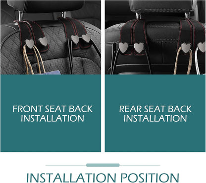 2 PCS Car Purse Hook, Cute Headrest Hooks, Seat Back Storage Holder, for Umbrellas Wallets Support, Multifunctiona Car Accessories (Black)