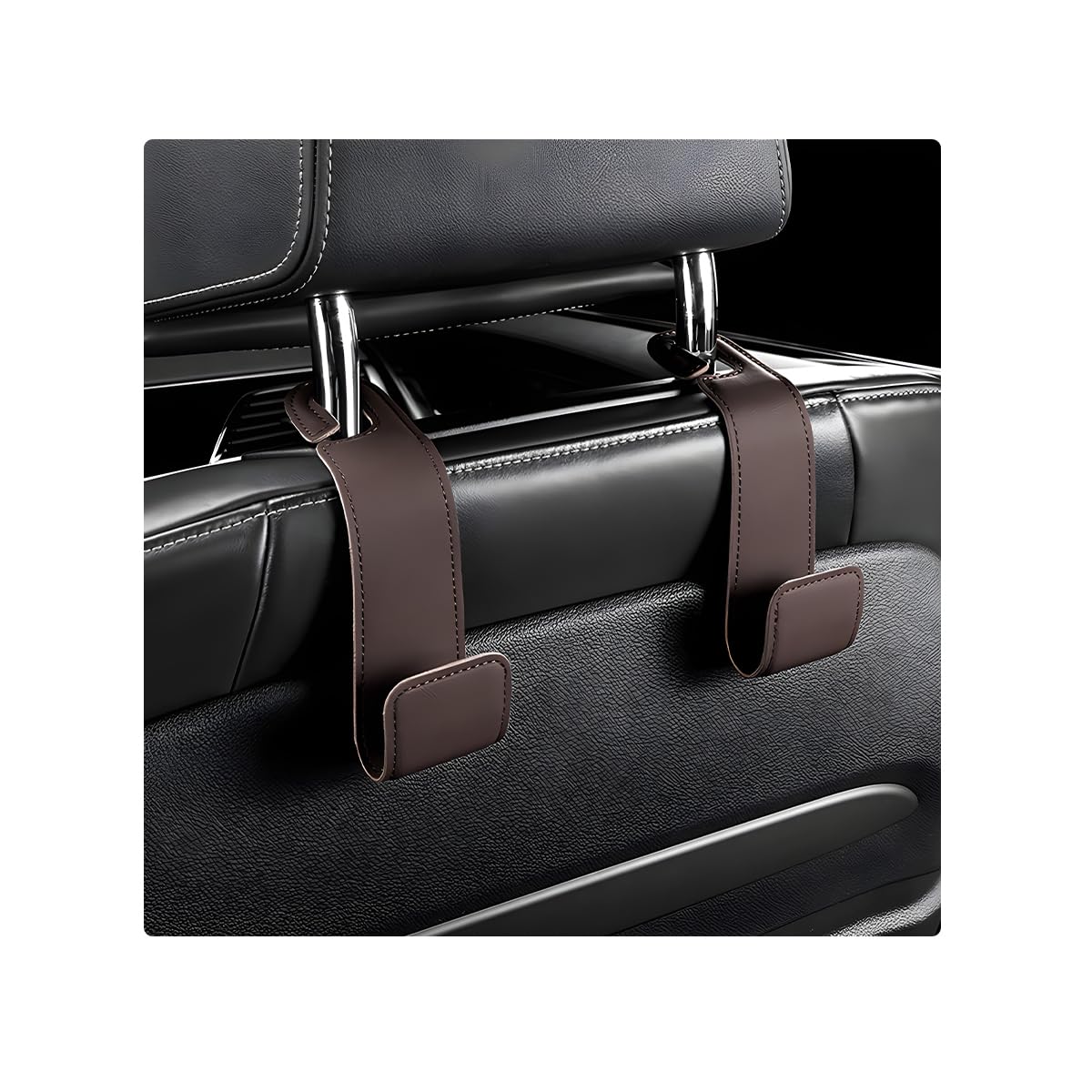 2 PCS Car Seat Headrest Hooks, Microfiber Leather Hanger Holder Hook for Hanging Purse and Bag, Universal Vehicle Back Seat Organizer Hook for Grocery Bag Handbag Coat (Black)
