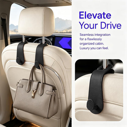 2PCS Car Headrest Hook, Strong Load-Bearing, Hidden Design, Black