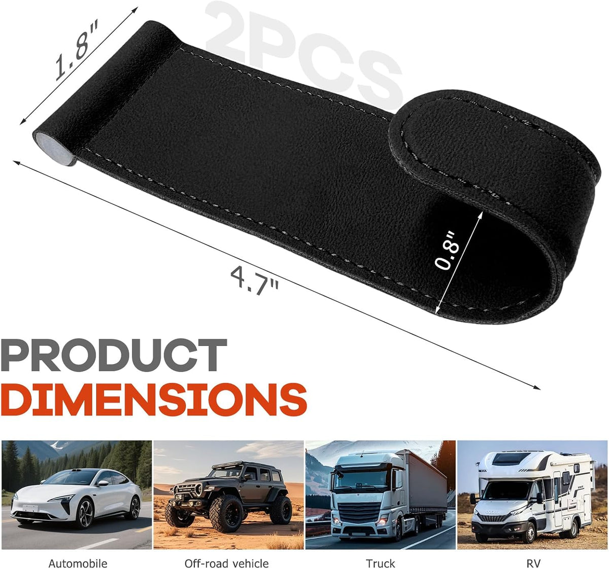 2 PCS Car Co-Pilot Glovebox Hook, Anti-Scratch Leather Passenger Seat Hanger Organizer, Multifunctional Vehicle Interior Seat Storage Hanger for SUVs Sedans Trucks (Black)
