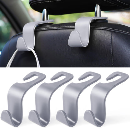 LivTee Car Seat Headrest Hook, Auto Seat Hook Hangers Storage Organizer Interior Accessories for Purse Coats Umbrellas Grocery Bags Handbag, 4-Pack
