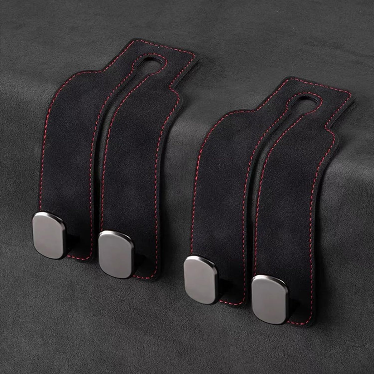 2 Pack Black Leather Car Headrest Hooks Purse Bag Storage Holders for Car Seats