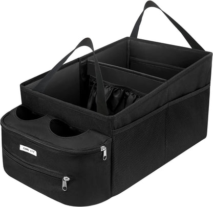 FUNNy elf Passenger Seat Organizer with Partitions & 4 Cup Holders