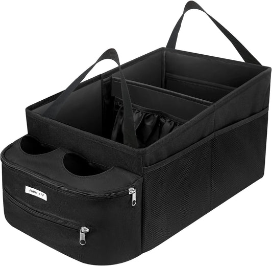 FUNNy elf Passenger Seat Organizer with Partitions & 4 Cup Holders
