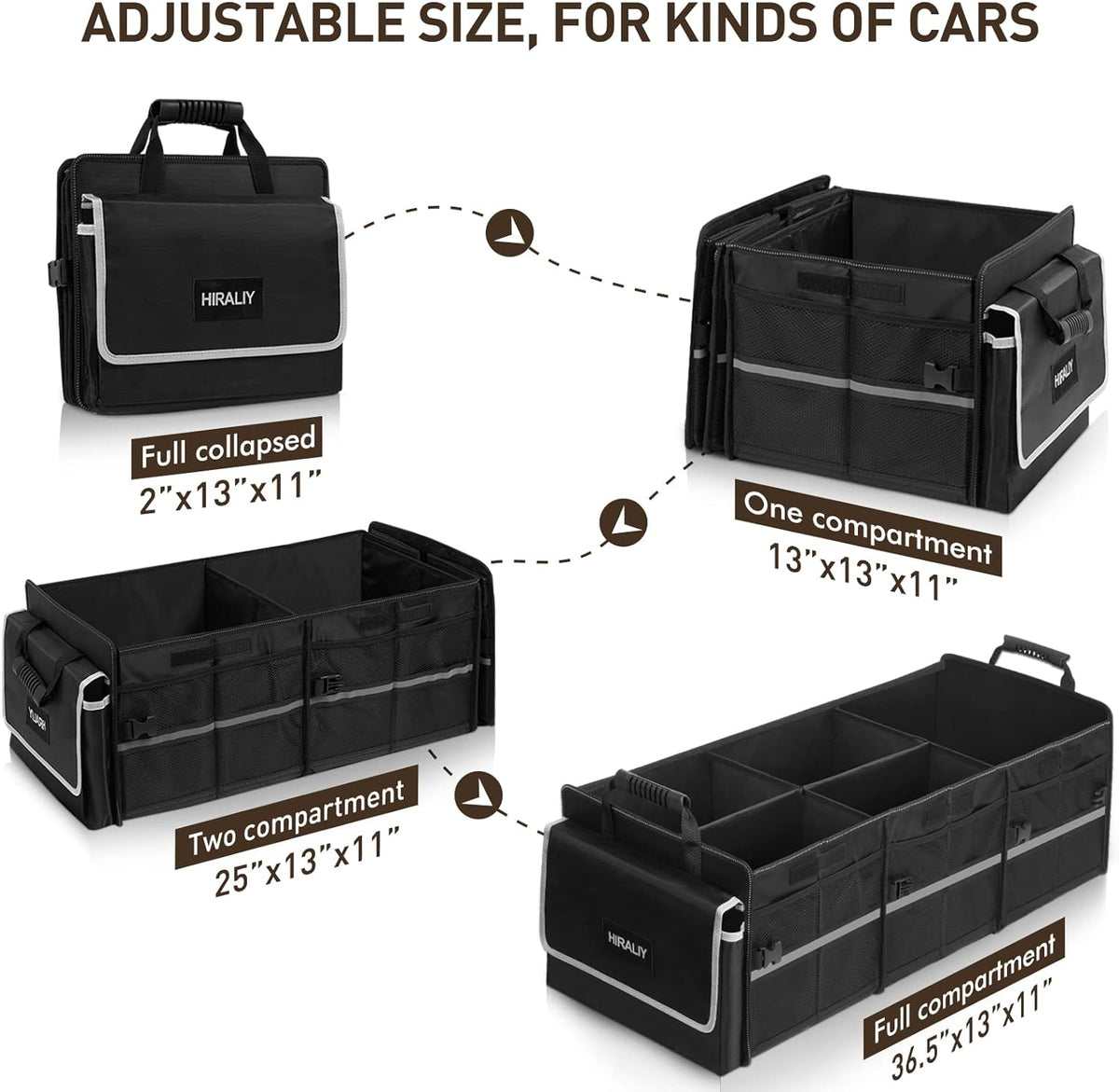 HIRALIY 4-in-1 Car Trunk Organizer with Leakproof Cooler Bag