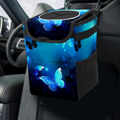 Gothic Moon Stars Boho Car Trash Can with Lid - Collapsible Reusable Waterproof Car Garbage Bag - Organizer