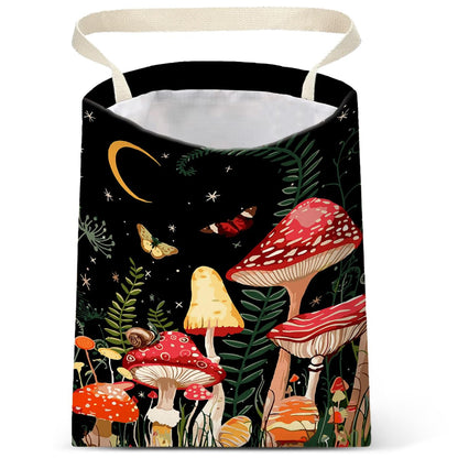 IRADA Car Trash Bag Hanging No Snap Small Garbage Bag for Car Back Seat Cute Printed One-Handed Strap Trash Bags Car Accessories-Wildflowers-Black Car Trash Bags