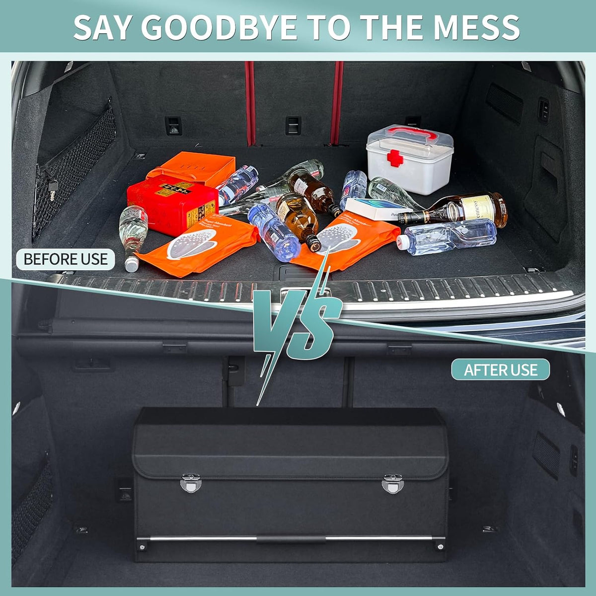 Car Trunk Organizer Leather Car Storage Organizer with Lid Car Organizer