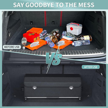 Car Trunk Organizer Leather Car Storage Organizer with Lid Car Organizer